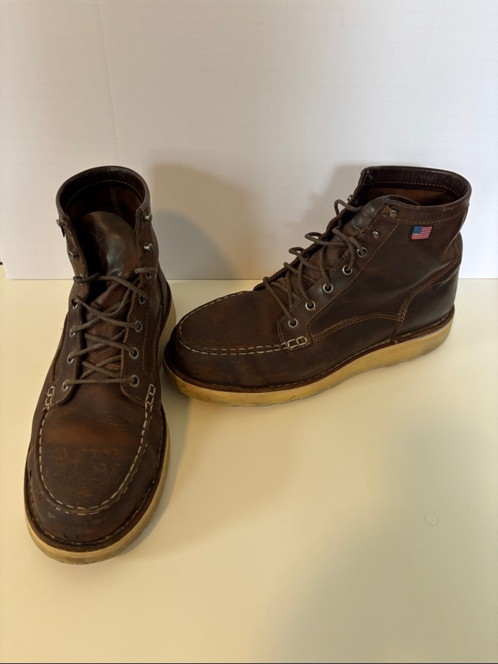 Danner Brown Leather Bull Run Moc Toe Steel Toe Work Boots Mens 11.5